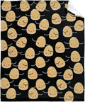 Thuswarm Cute Potato Kawaii Black Flannel Blanket Warm Cozy Soft Funny Print Throw for Bed Couch Sofa 80”×60” Large for Adult