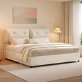 King Bed Frame and Headboard, Upholstered Boucle Bed King with Soft Headboard, Wooden Slats Support, No Box Spring Needed, Easy Assembly, Cloud Bed Frame, Beige