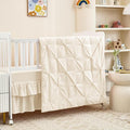 3-Piece Crib Bedding Set for Girls Boys - Ultra Soft & Skin Friendly Baby Bedding Crib Set Includes Crib Comforter, Sheet & Skirt (Light Beige)