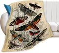 Tijuboni Moth Insect Throw Blanket Moth Gifts for Girls Women Boys Men Kids Adults Soft Flannel Fleece Blanket for Couch Sofa Bed Home Decor 60"x80"