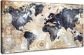 Canvas Wall Art World Map Wall Art for Office Artwork Print Picture Home Interior Decor - Map Picture for living room Office Bedroom Wall Decor Canvas Artwork 24x48inch Ready to Hang