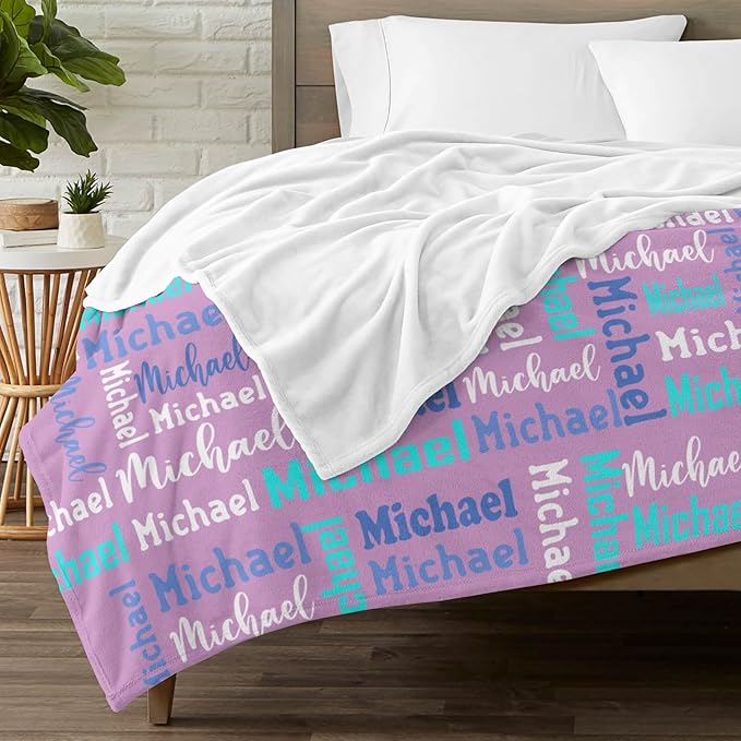 Dr.TOUGH Name Blanket Personalized Blanket for Adult Kids Flannel Customized Personalized Blankets and Throws
