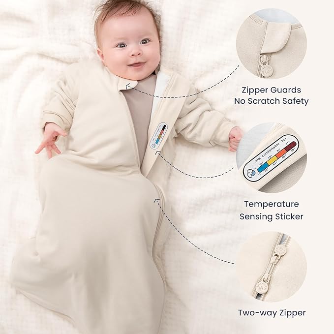 Unisex Sleeping Bag for Babies and Toddlers 1.0 Tog Sleep Sack 18-36 Months, Newborn Sleep Sack, Wearable Blanket Baby, One Piece Long Sleeves, Gifts for Baby