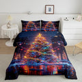 3D Christmas Tree Comforter Set Queen Size,Snowflake Glitter Polka Dot Bedding Set for Kids Boys Girls Room Decor,Merry Christmas Duvet Insert 3Pcs,Xmas Neon Style Fashion Quilt Set,2 Pillowcases
