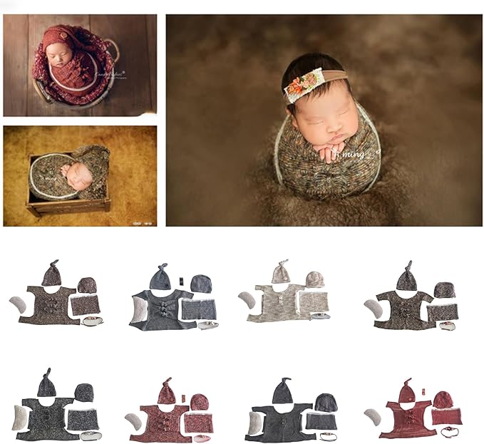 Baby Photography Props Hat Wrap Newborn Photo Props Photoshoots Accessories Infant Photo Stretchy Knit Wrap Blanket Accessories