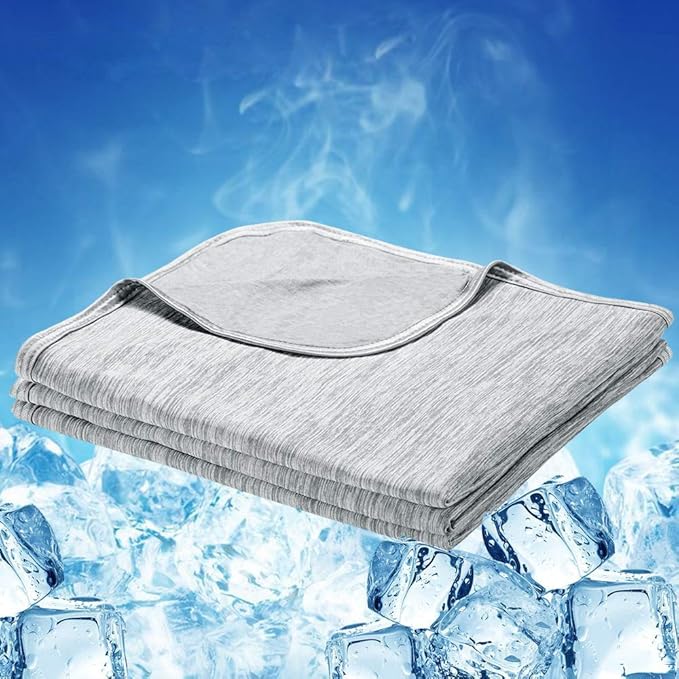 Cooling Blanket Keep Cool in Hot Summer, 51 X 67in Twin or Baby Size Blanket for Adults, Children, Babies Japanese Q-Max 0.5 Technology Arc-Chill Cooling Fiber, Breathable Comfortable All-Season-Gray