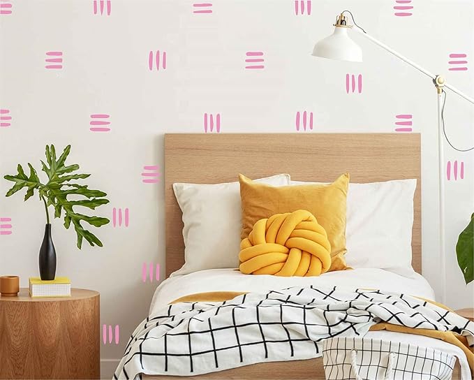 120pcs Modern Line Wall Stickers Boho Nursery Kids Living Room Scandinavian Home Décor Self-Adhesive Murals Vinyo DIY Gift YT5037 (Light Pink)