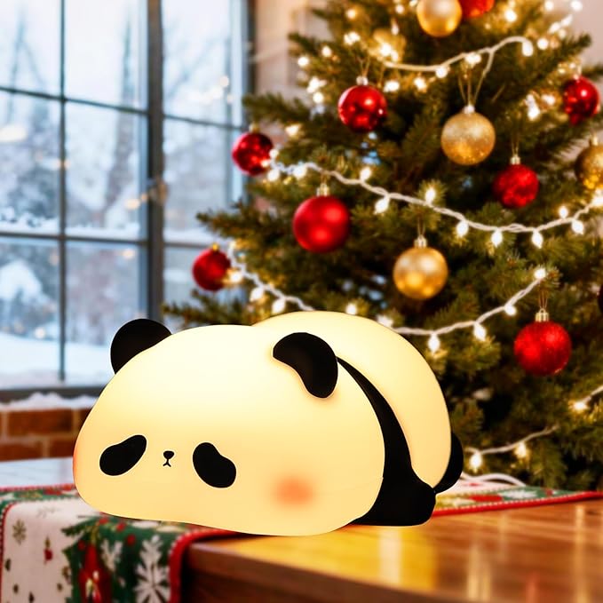 YISUN Cute Panda Night Light, LED Squishy Night Light, Food Grade Silicone, Rechargeable Nursery Nightlight with 3 Level Dimmable Bedside Touch Lamp for Room Decor, Funny Gifts for Boys Girls