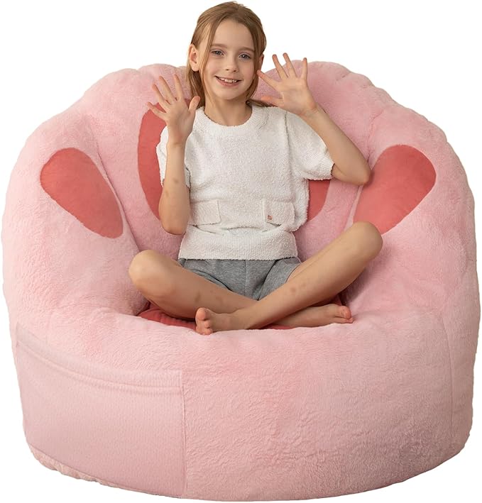 Bean Bag Chair for Adults Teens, Faux Fur Pet's Paw Shape Beanbag Chairs Memory Foam Filled Accent Floor Sofa for Kids Reading, Gaming, Relaxing in Living Room, Bedroom, Dorm, Playroom