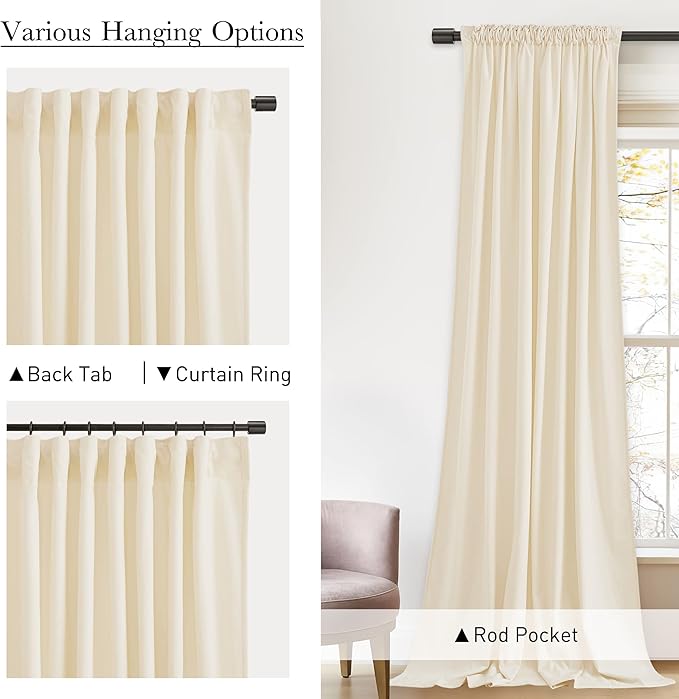 StangH Ivory White Velvet Curtains 120 inches for Living Room, High Ceiling Privacy Protect Light Reducing Drapes for Windows/Backdrop, Elegant Home Decor for Christmas, W52 x L120, 2 Panels