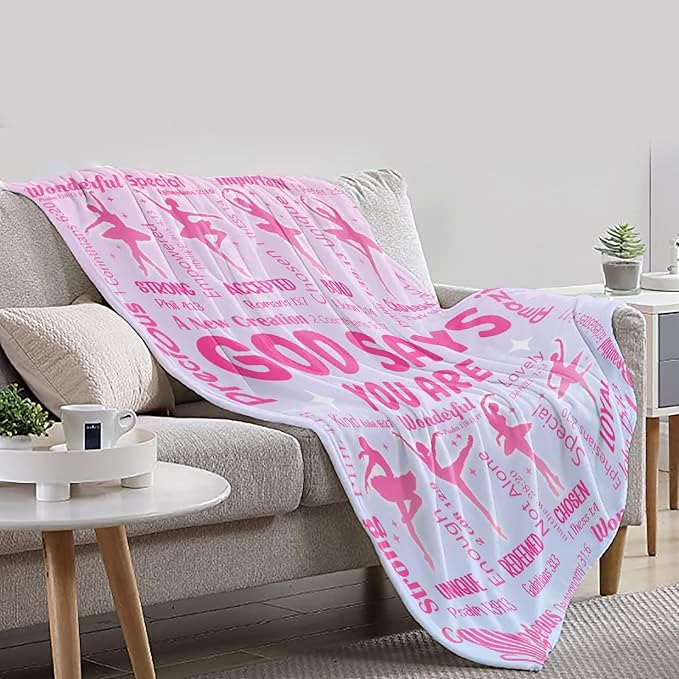 Ballet Bible Verse Blanket, Inspirational Scripture Religious Gifts for Christian, Warm Soft Flannel Bible Throw for Bed Sofa Decoration 60"x80" for Adult