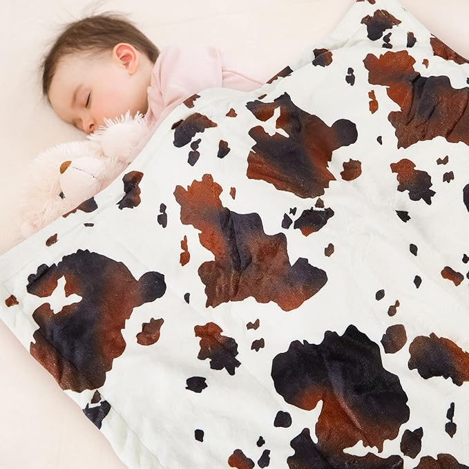 Cow Baby Blanket for Boys Girls Soft Fleece Minky Blanket with Dotted Backing Double Layer Newborn Toddler Blankie for Nursery Stroller Crib Gift to Son Nephew Grandson 26.5 * 40 Inches
