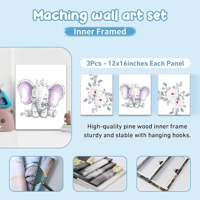 Personalized Baby Crib Bedding Set: 5 Piece Custom Gift Elephant Crib Bed Set with Name, Nursery Bedding Set for Baby Girls and Boys, Floral Crib Bedding Gifts
