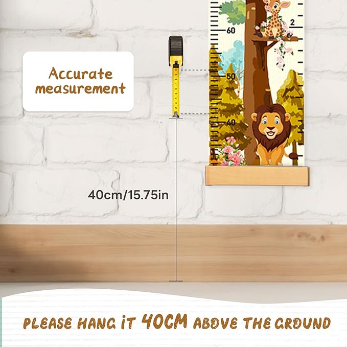 Personalized Name Height Chart for Kids, Kids Growth Chart for Wall, 59" X 7.9" Canvas Removable Height Chart Measuring Ruler for Kids & Baby(Painted Tree House）
