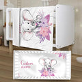Custom Crib Bedding Set for Infant Babys - 2 Piece Elephant Theme Set with Blanket and Crib Sheet, Personalized Infant Crib Bedding Sets with Name, Newborns Gifts
