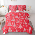 Feelyou Merry Christmas Bed Set Xmas Tree Cute Comforter Set with Sheets Red Chic Bed in a Bag Kawaii Stars Cartoon Bedding Set Bedroom Collection Twin Size
