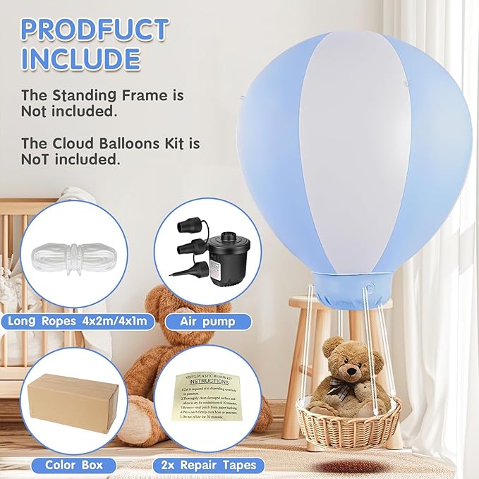 3FT Hot Air Balloon Decorations, Hot Air Balloon with Air Pump for Girls Boys Baby, Birthday Wedding Exhibitions, Blue