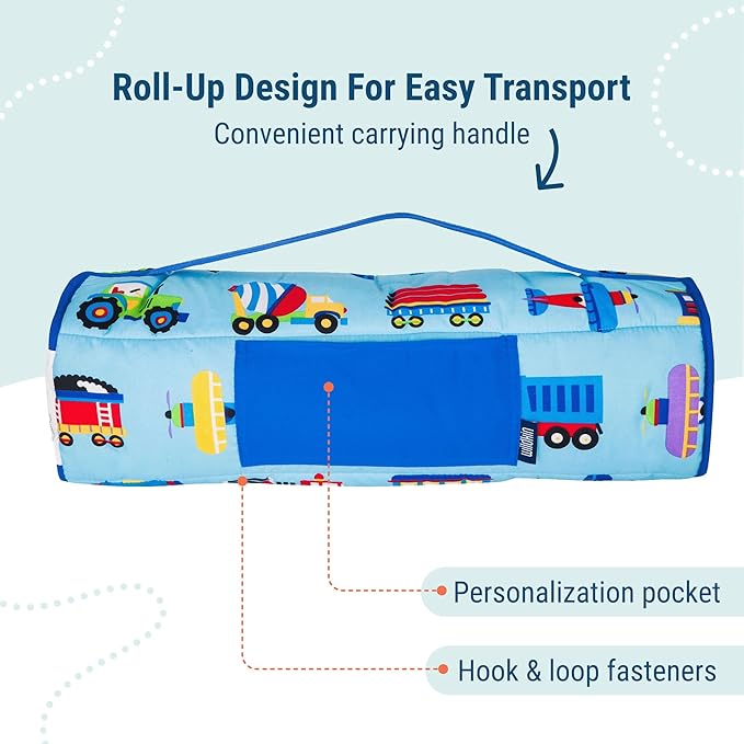 Wildkin 43-inch Kids Nap Mat – Soft Microfiber Toddler Sleeping Mat with Pillow