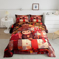 Cartoon Cute Monkey Bedding Set Twin Size,Merry Christmas Comforter Set for Kids Boys Girls Room Decor,Xmas Theme Red Luxury Duvet Insert 2Pcs,Animals Microfiber Modern Soft Quilt Set,1 Pillowcase