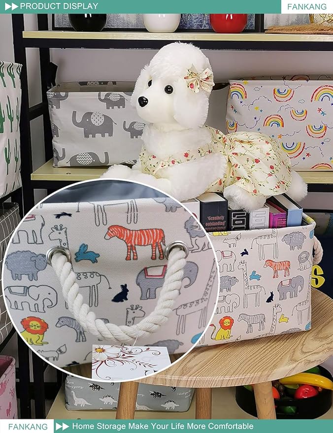 FANKANG Rectangular Fabric Storage Bin Box Laundry Basket, Nursery Storage, Storage Hamper, Gift Baskets(Rec-Zoo)