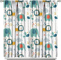 Cute Lions Blackout Curtains for Kids Bedroom,Cartoon Tropical Plants Birds Elephants Print Pattern Window Drapes,Funny Animal Thermal Insulation Curtain for Nursery Baby Room 52x84in