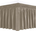 Biscaynebay Wrap Around Bed Skirts for King & Cal King Beds Short Drop of 12", Taupe Adjustable Elastic Dust Ruffles Easy Fit Wrinkle Resistant Silky Luxurious Fabric Machine Washable