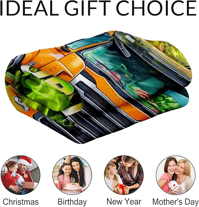 Boys Blanket Gifts Custom Garbage Truck Blankets for Toddler, Kids - Warm Lightweight Flannel Throws Stuff for Couch, Sofa & Living Room