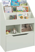HOMCOM Kids Bookcase Multi-Shelf Rack Organizer with Storage Drawer for Books, Playroom, Pale Green