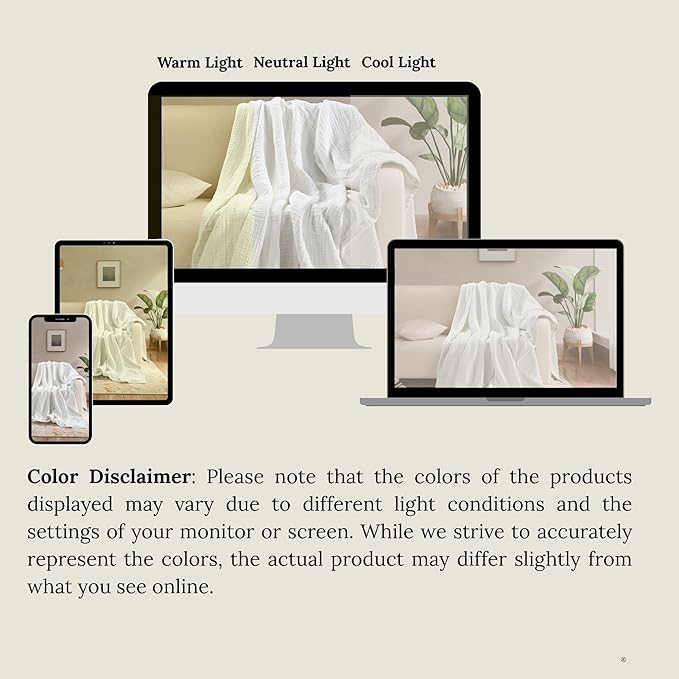 Cloud Scape Linen 4 Layer Oversized Muslin Blanket King Size - 100% Cotton, Weighted and Breathable All Season, Winter Blanket for Bed, Best Gift for Christmas, fits California King, 92x108, White