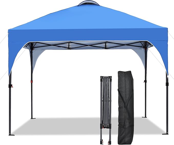 GDY 8x8 Pop Up Canopy Tent, Easy-Setup Gazebo, Outdoor Canopy with 3 Adjustable Heights for Events, Parties, Camping, Blue.