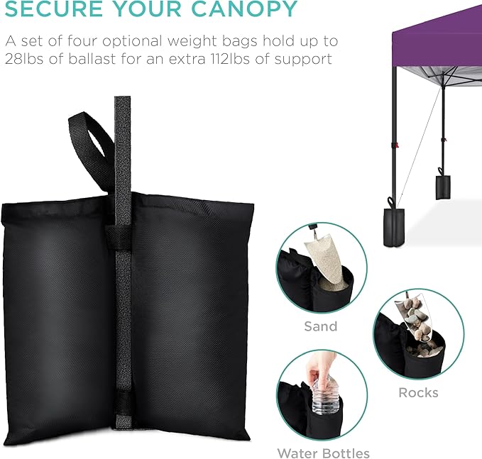Best Choice Products 12x12ft 1-Person Setup Pop Up Canopy Tent Instant Portable Shelter w/ 1-Button Push, Case, 4 Weight Bags - Amethyst Purple
