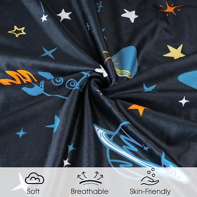 david's kids Micro Fleece Minky Baby Blanket for Boys with Double Layer and Soothing Raised Dots, Breathable and Soft Lightweight Receiving Blanket for Newborns, 40x50 Inches, Space