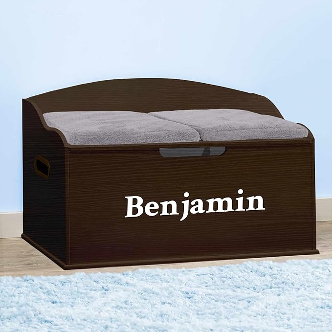 DIBSIES Personalized Creative Wonders Toy Box, Signature Series for Boys, 30 x 19.25 x 18 inches, Soft-Close Lid (Espresso)