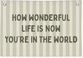 How Wonderful Life is Now Wall Art Decor, Sage Green Baby Room Nursery Linen Canvas Banner Wall Hanging Flag Decor for Toddler Girls Boys Room Playroom