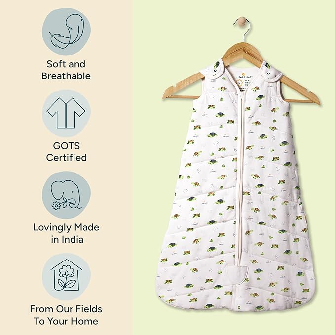 1.5 TOG Sleep Sack - Premium Organic Cotton, Soft, Breathable, Wearable Blanket for Newborns, Infants & Toddlers (0-6 Months), Unisex Baby Sleeping Bag, Gifts for Babies