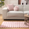 Ashler Faux Rabbit Fur Rug, Pink 3x5 FT Fluffy Soft Area Rug, Rectangle Fuzzy Carpet for Living Room, Bedroom, Machine Washable Shaggy Nursery Rug - 3D Bubble Rug