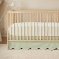 Brandream Scallop Edge Cotton Crib Skirt, Baby Boy Girl Gender Neutral Crib Skirt Toddler Bedskirt Farmhouse Chic Nursery Crib Bed Skirt, Boho Bohemian Green Gingham