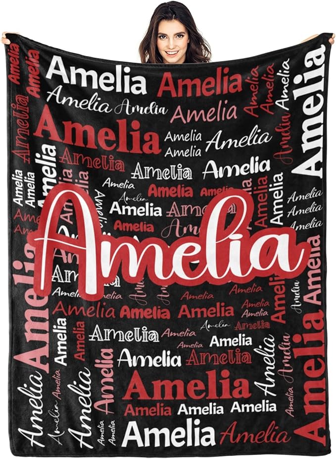 Dr.TOUGH Personalized Blanket for Adult Kids with Name Customized Blankets Personalized Throw Blanket for Christmas Birthday Gifts