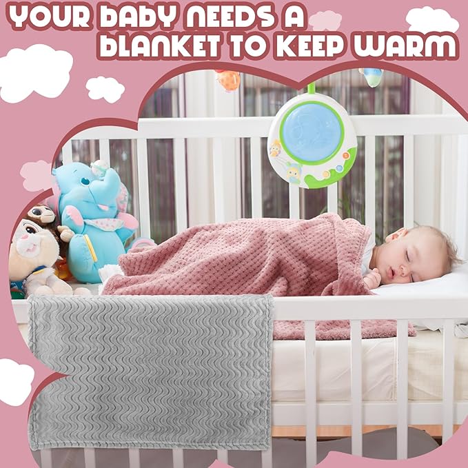 Frienda 4 Pcs Baby Fuzzy Blanket Fluffy Baby Blanket for Boys Girls Soft Warm Infant Newborn Toddler Receiving Nursery Bed Supplies, 32 x 24 Inch(Lovely Color)