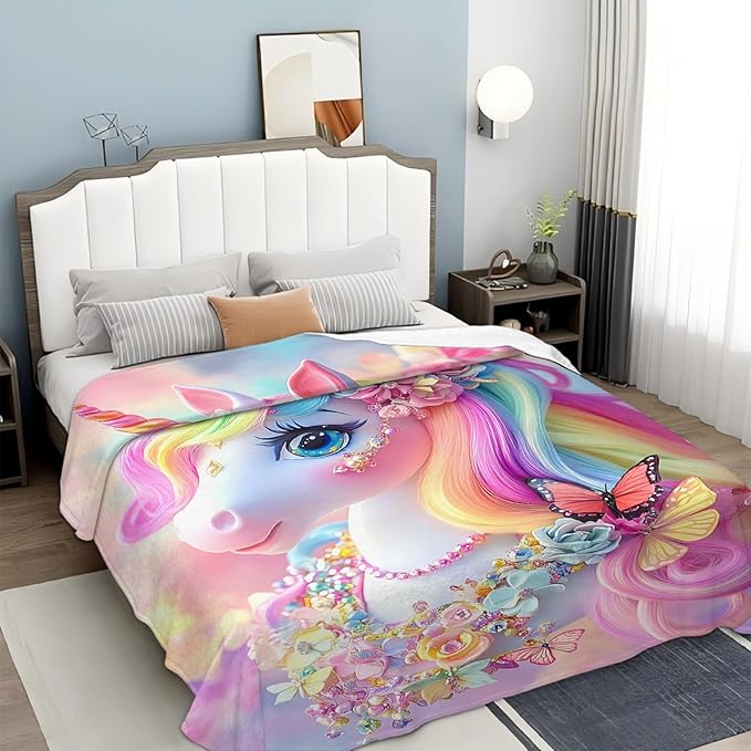 Tijuboni Pink Unicorn Throw Blanket Unicorn Gifts for Girls Women Boys Men Kids Adults Soft Flannel Fleece Blanket for Couch Sofa Bed Home Decor 40"x50"