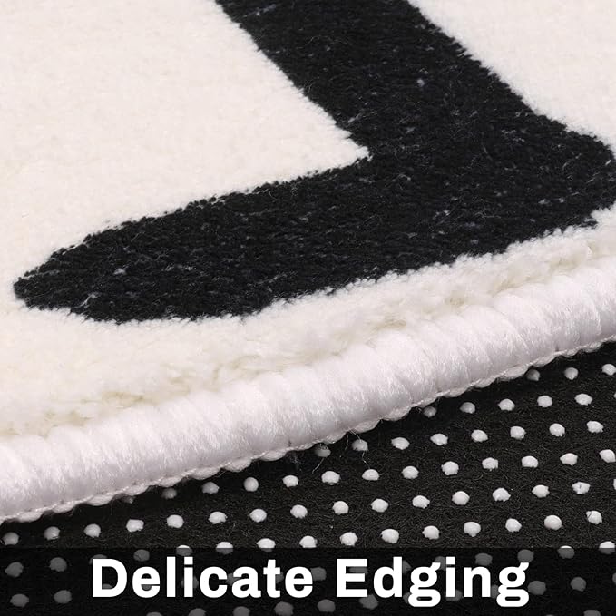 LIVEBOX ABC Play Room Kids Round Rug for Bedroom, Washable Nursery Rug for Baby, Circle Area Rug for Playroom, Small Toddler Rug Educational Crawling Mat for School Classroom(40",Black)