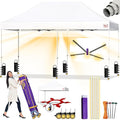 Tradesparker 10x20 Pop Up Canopy Tent,Commercial Movable Canopy with ApexCore LED & Rugged Casters-Instant Easy Setup Shelter Canopies with Weight Bags & Stakes for Oudoor Events Markets Vendors,White