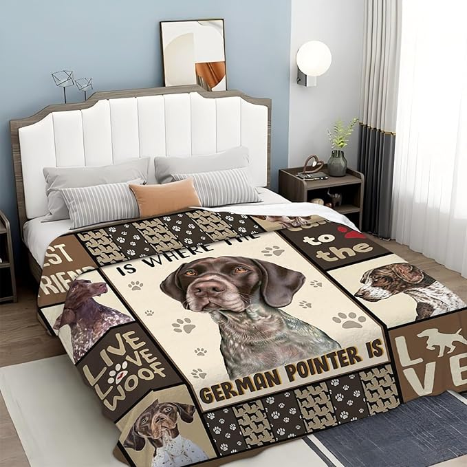 Tijuboni German Shorthaired Pointer Throw Blanket Dog Gifts for Girls Boys Women Men Kids Adults Soft Flannel Fleece Blanket for Couch Sofa Bed Home Decor 60"x80"