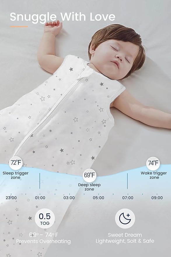 TotAha Toddler Sleep Sack 2T-3T-4T, 0.5 TOG Summer Light Sleeping Sacks, Soft Wearable Blanket Baby Sleep Bag with 2-way Zipper, X-Large