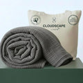 Cloud Scape Linen 4 Layer Oversized Muslin Blanket King Size - 100% Cotton, Lightweight & Breathable All Season Blanket for Bed, fits California King, 92x108, Dark Grey