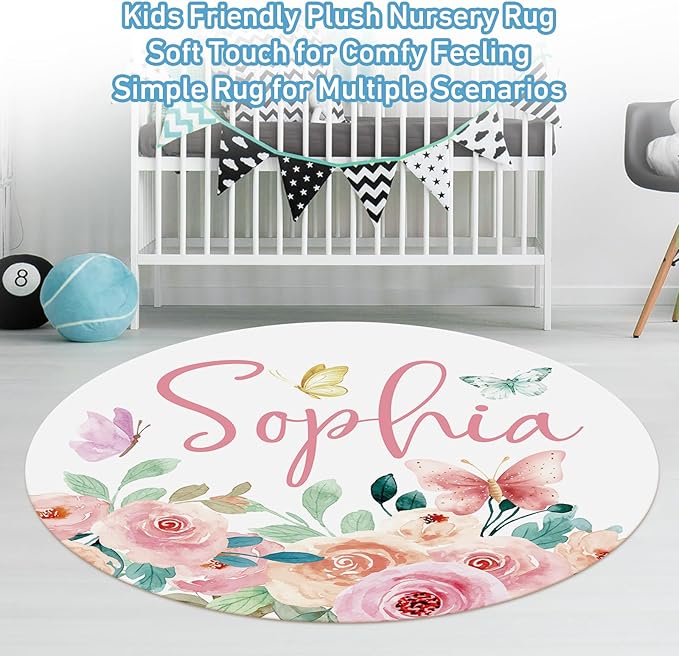 Personalized Baby Bedding Set: 5 Piece Custom Gift Butterfly Design Crib Bed Set with Name, Nursery Bedding Set for Baby Girls and Boys, Floral Crib Bedding Gifts