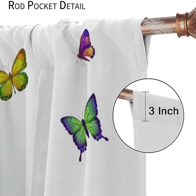 Cartoon Animals Curtains, Cute Butterfly Capybara Blackout Window Treatments, Rod Pocket Thermal Insulated Drapes 2 Panel Sets for Kids Bedroom Nursery Classroom, 72" W X 63" L
