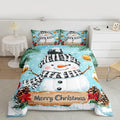 Feelyou Merry Christmas Comforter Set Queen Size Cute Snowman Bedding Set for Kids Boys Girls Snowflake Duvet Quilt Winter Bedroom Decor Microfiber 3 Pcs with 2 Pillow Cases