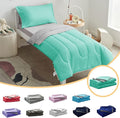 UOZZI BEDDING 4 Pieces Toddler Bedding Set Ultra Soft and Breathable Toddler Sheet Set - Includes Comforter, Flat Sheet, Fitted Sheet and Pillowcase - Teal/Green & Gray