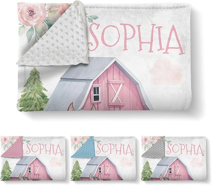 Custom Baby Crib Bedding Set, 3 Pcs Personalized Nursery Bedding Set with Name, Soft Baby Bedding Crib Sets with Blanket - Toddler Crib Sets for Girls Boys, Infant Newborn Gifts, Farm Animals